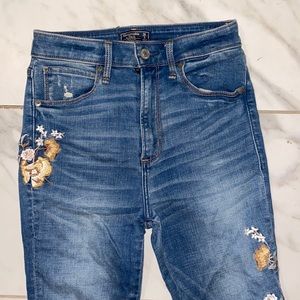 BOGO A&F embroidered flowers jeans